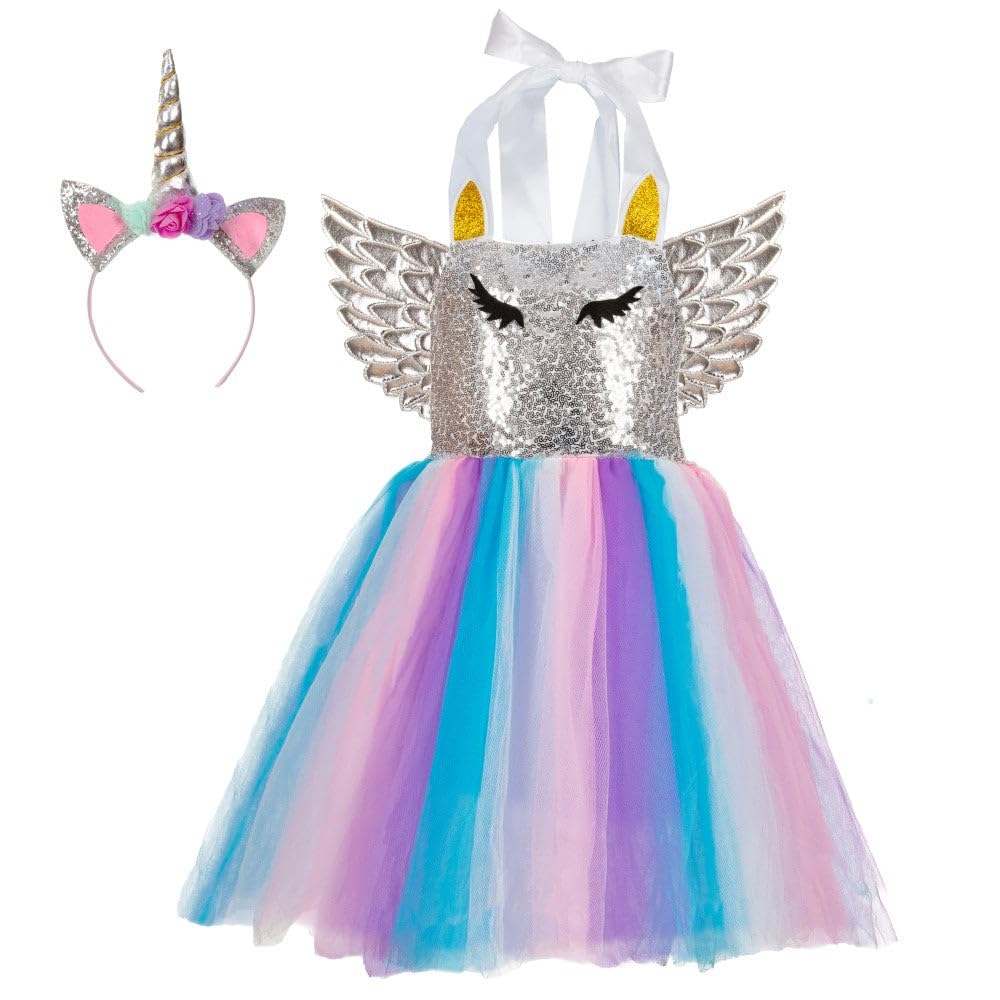 Dress Up America Unicorn Costume For Girls - Unicorn Party Dress For Role-Play - Magical Tutu Dress and Headband