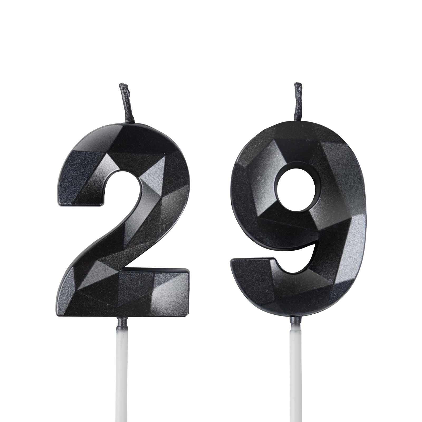 29th Birthday Candles,Number 29 Candles,Black Happy Birthday Candle for Cake,3D Design Cake Topper Decorations for Women Men Birthday Party Wedding