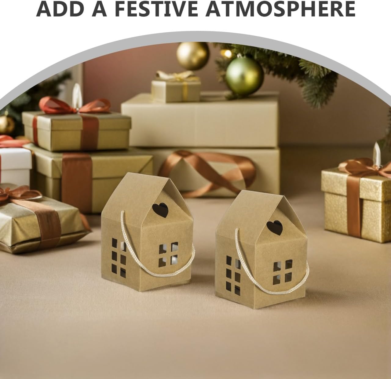 Angoily House Shaped Boxes, Candy Boxes Party Favors, 15Pcs Paper Houses for Crafts, Christmas Boxes with Handle Handheld for Holiday Decoration Party Favor Bags for Birthday Wedding Treat Packaging image 5