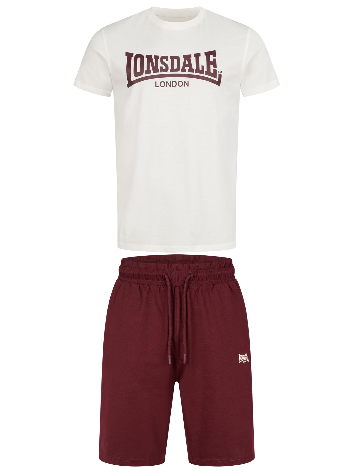 Lonsdale Męski zestaw bawełnianych t-shirtów i szortów, strój podróżny i