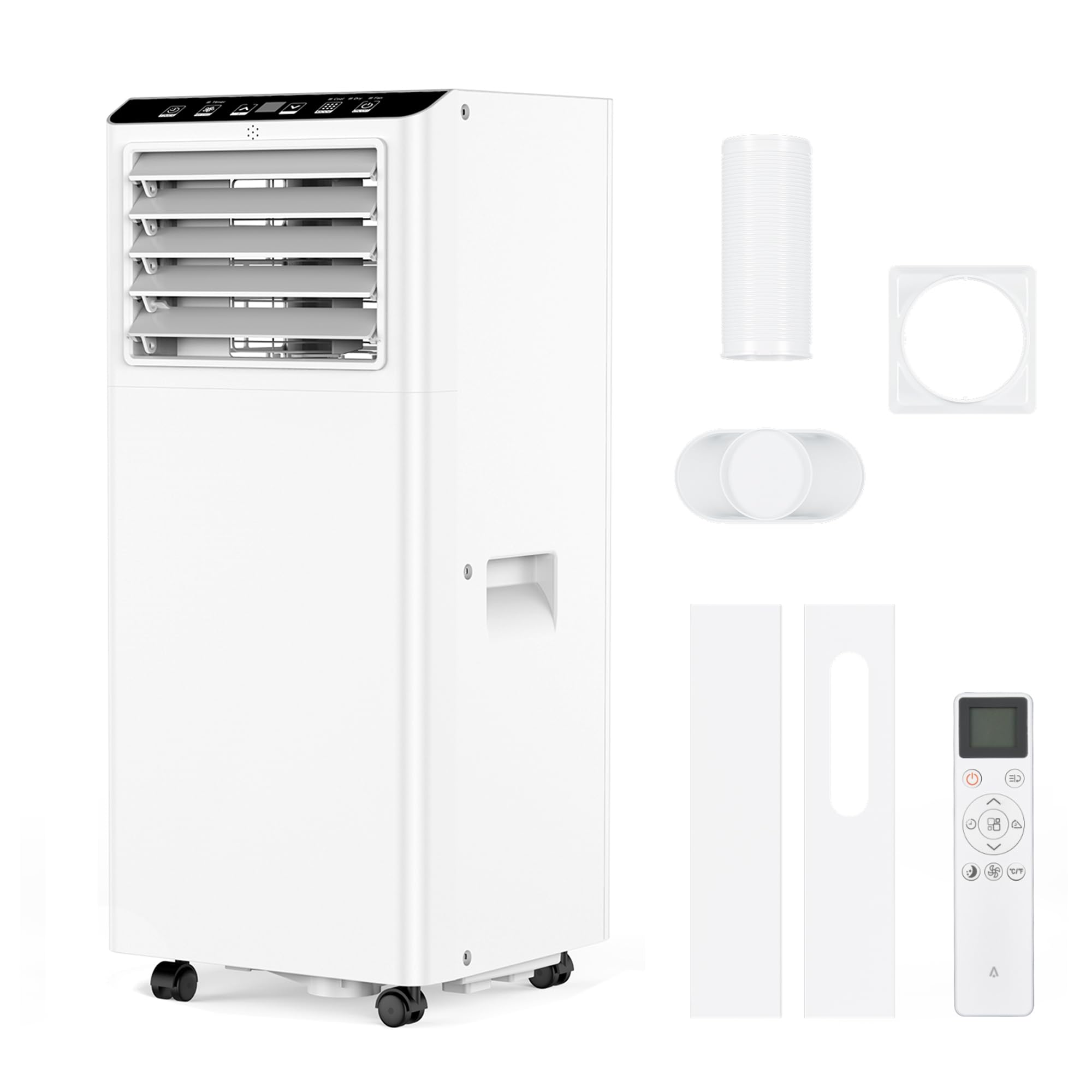 Aire acondicionado portátil 7000 BTU 2,0 kW(con mando a distancia), bajo consumo energético, pantalla LED, 4 modos, 2 velocidades de ventilador, 20 m², temporizador de 24 horas