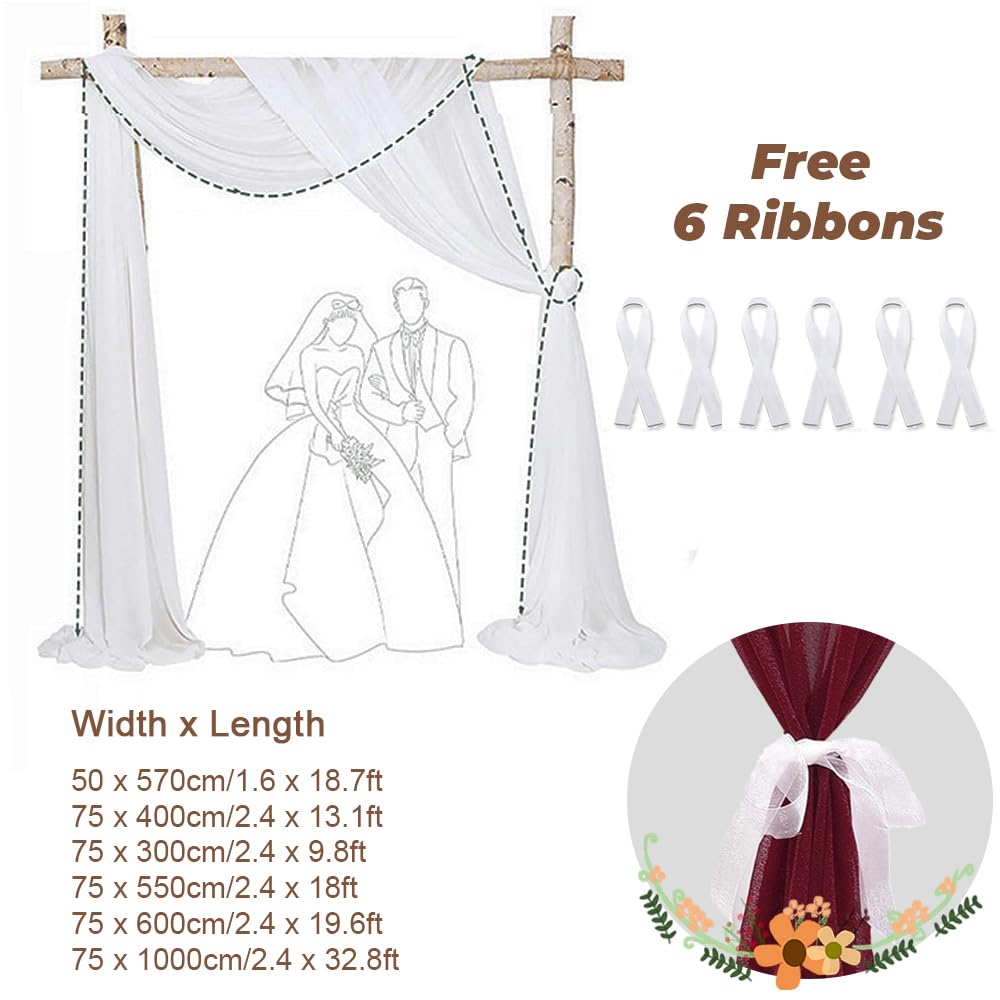 Mateju 3 Paneele Hochzeit Vorhang Hochzeitsbogen Tüll Querbehang Chiffon Stoff Freihanddekofür Himmelbett Gardinen Torbogen Zeremonie Fotografie Party Deko (Blau Und Weiß,75x1000cm)