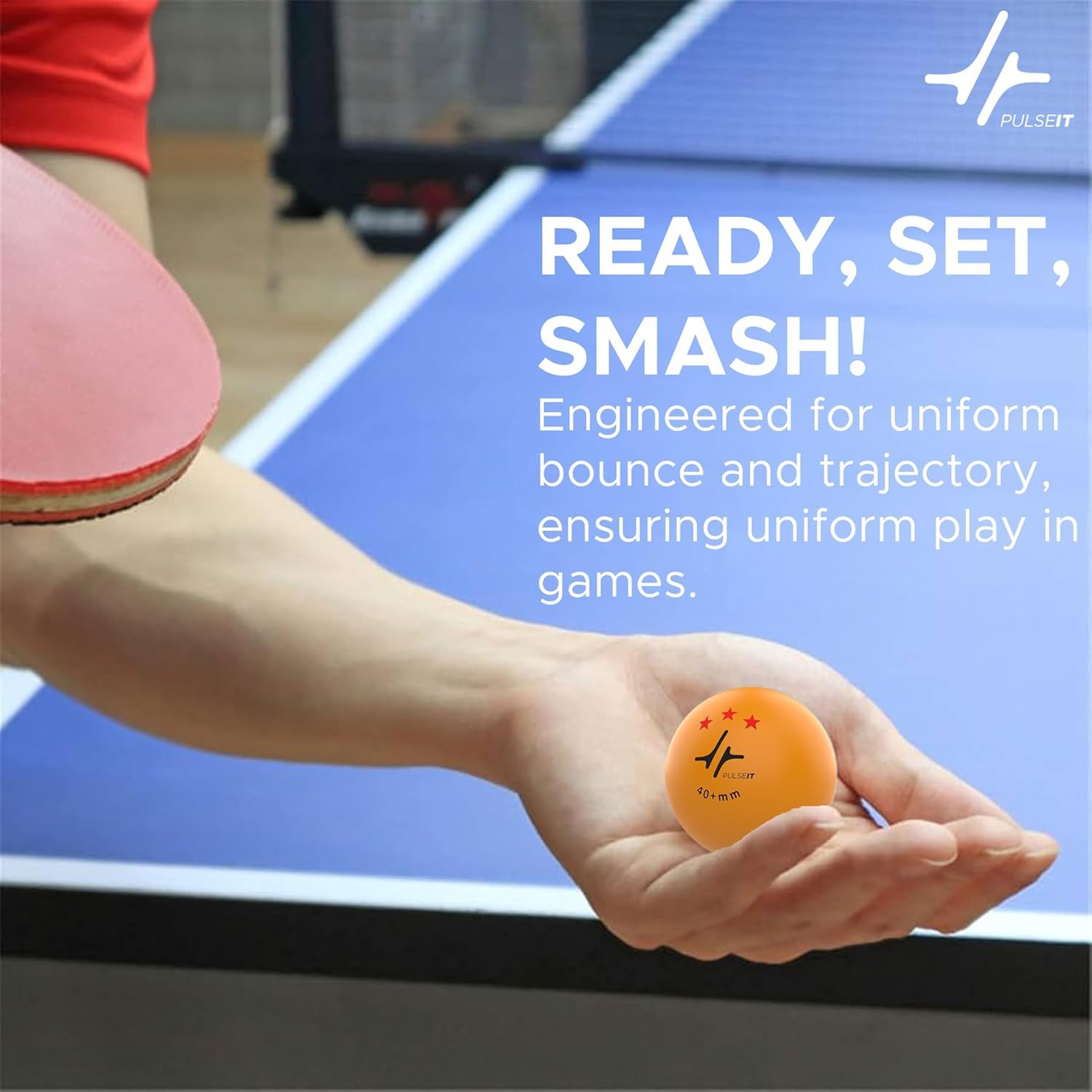 PulseITBounce - High Performance Table Tennis Balls, 40+ for Professional Matches, 3-Star Ping Pong Balls for Kids & Adults Training, Durable ABS Plastic Orange (Pack of 12) 2