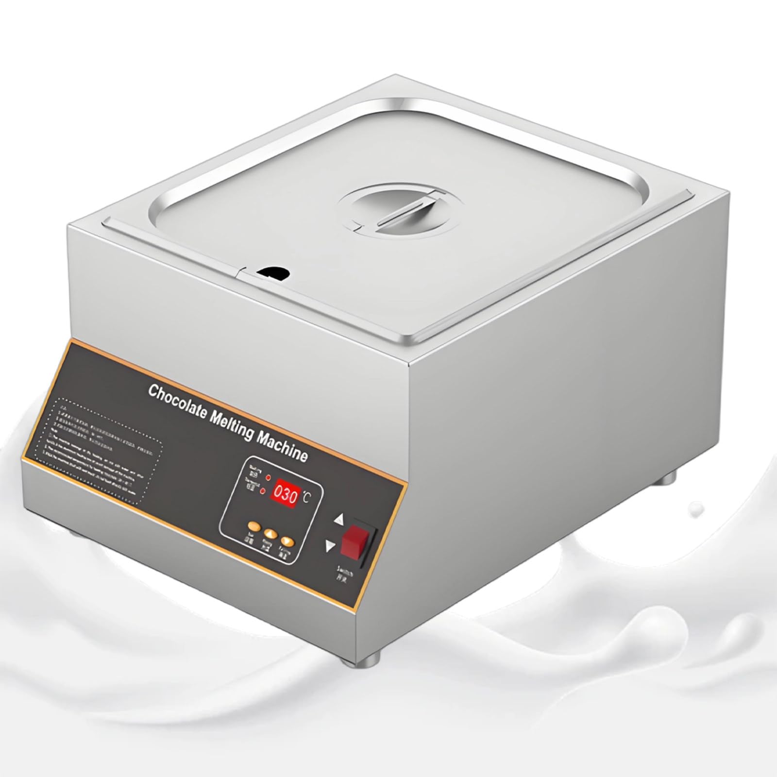 Scioglitore Elettrico per Cioccolato, Controllo Digitale della Temperatura, Struttura in Acciaio Inossidabile, Temperatura Regolabile 0-95°C, Ideale per Cioccolato, Latte e Panna 1cylinder