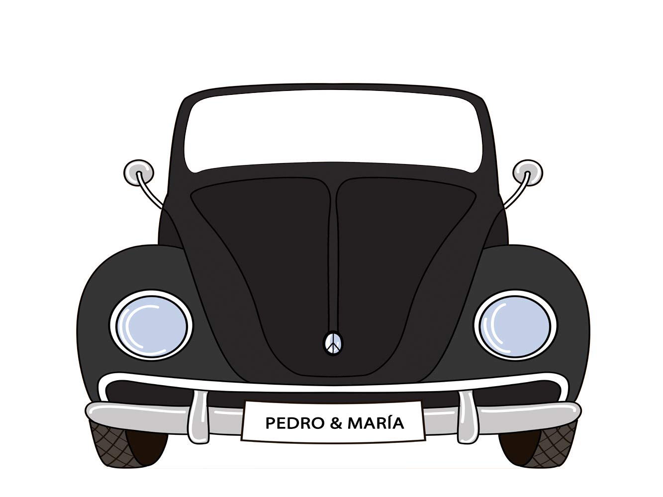 Oedim Photocall Personalizado para Bodas en Cartón Coche Negro 200x150cm | Photocall Personalizado Coche Negro | Photocall Personalizado Económico y Original | Photocall Personalizado Troquelado