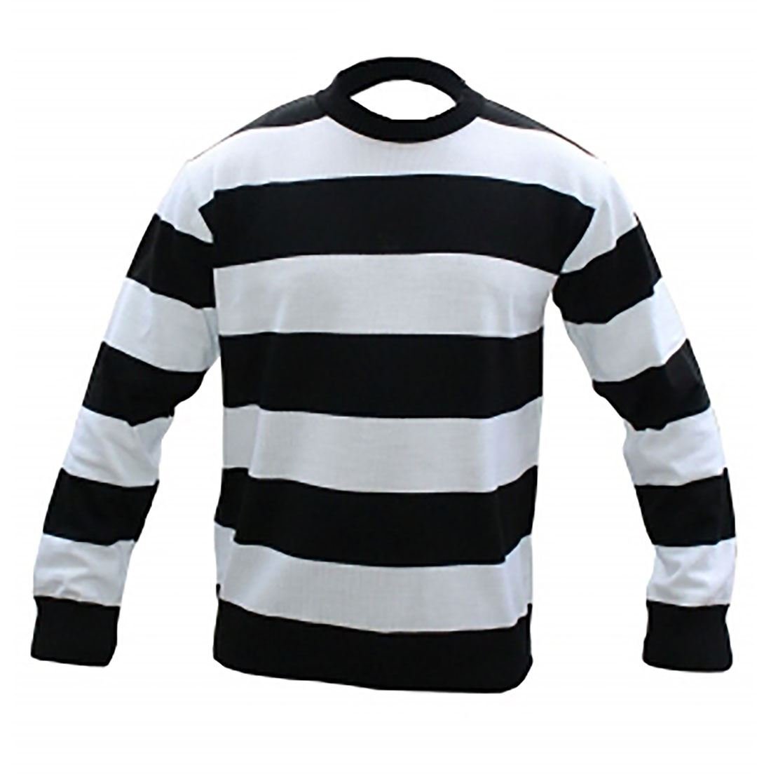 Wickedfun Unisex Black & White Children's Stripe Convict Knitted Jumper (11-12 Years (Large))