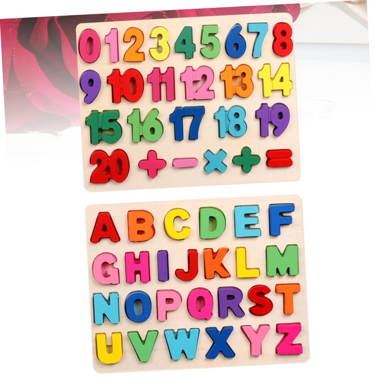 Puzzle Alfabetico e Numerico in Legno, Set 1 per Bambini | Gioco Educativo di Abbinamento, Bordi Arrotondati senza Bave, Sviluppo Cognitivo e Riconoscimento