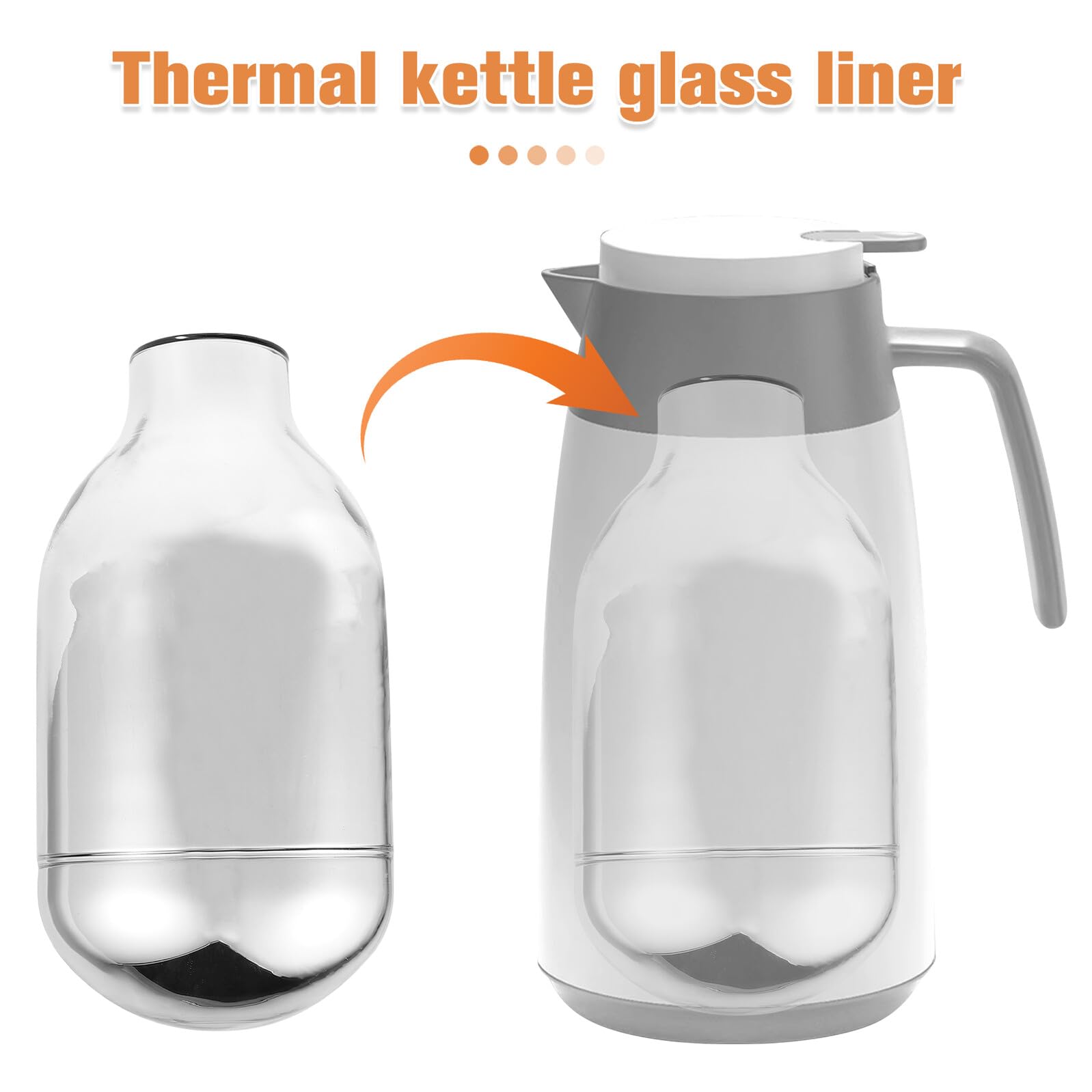 Thermoskanne 1,6 L mit Vakuumisoliertem Glas Innenbehälter Universelle Isolierflasche für Heißgetränke Kompatibel mit Wasserkochern Langanhaltende Wärmespeicherung Transparent