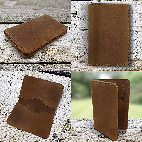 Real Genuine Leather RFID Blocking Slim Bifold Credit Card Minimalist Wallet, Full Grain Leather Canyon Brown3