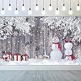 写真撮影用クリスマス背景幕、ファブリックウッド背景、冬の雪だるまの写真撮影背景、メリークリスマス写真撮影背景、新年パーティー、クリスマス写真撮影小道具、72.8 x 43.3インチ