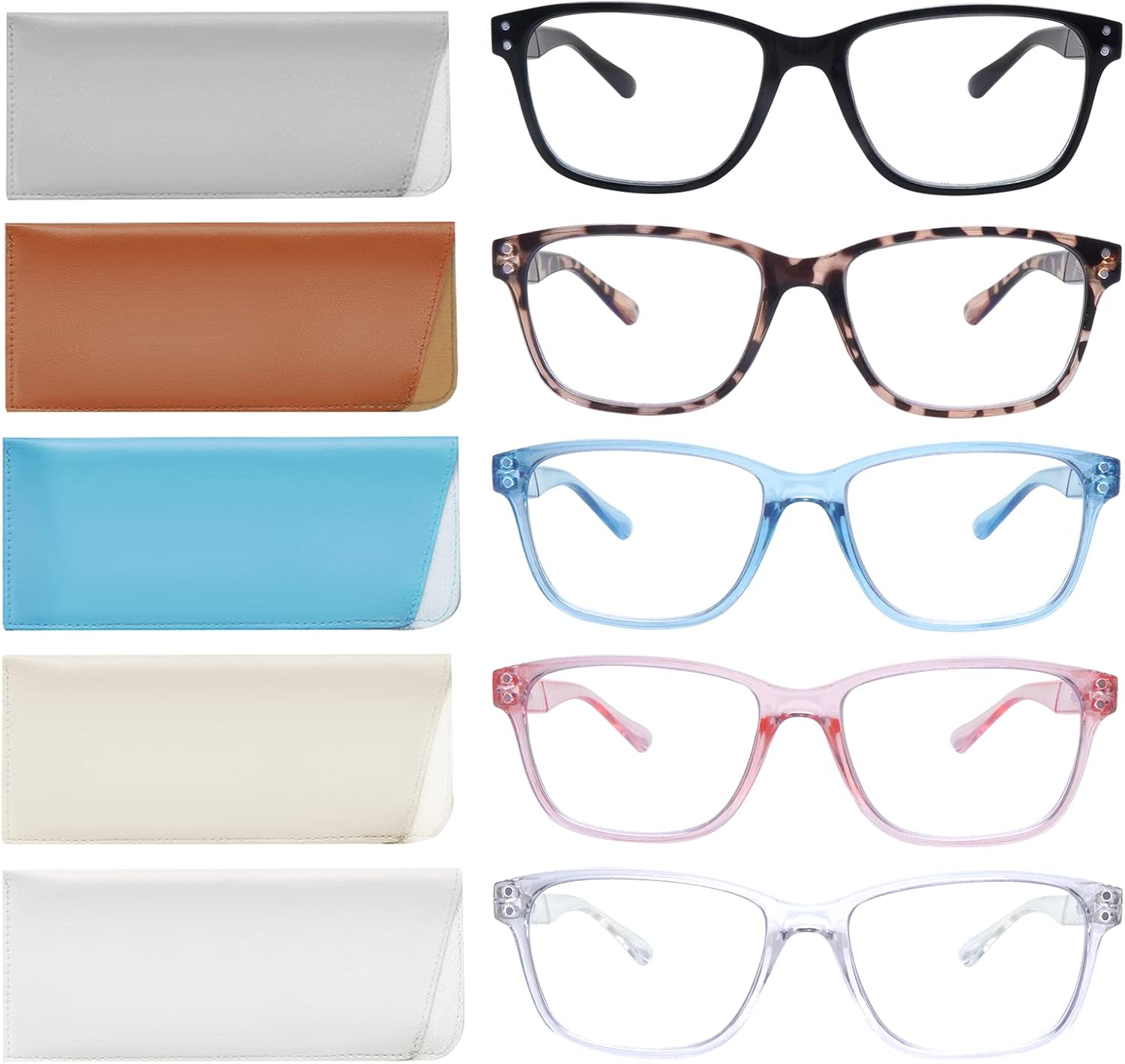 SIGVAN Reading Glasses 5 Packs Blue Light Blocking Eyeglasses Quality Spring Hinge Colorful Computer Readers for Women Men