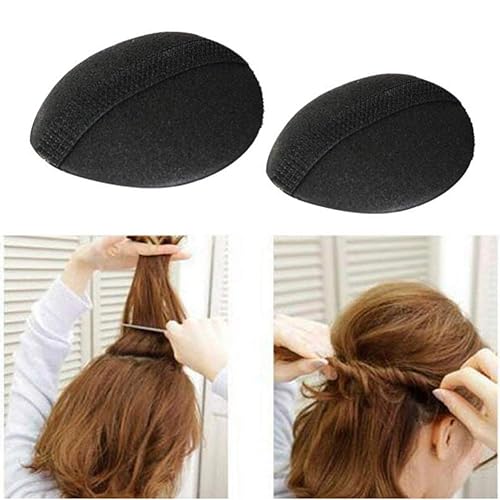 4 piezas 2 pares de esponja negra Bump It Up volumen base para el cabello, almohadillas para el cabello, almohadillas para el cabello esponjoso,