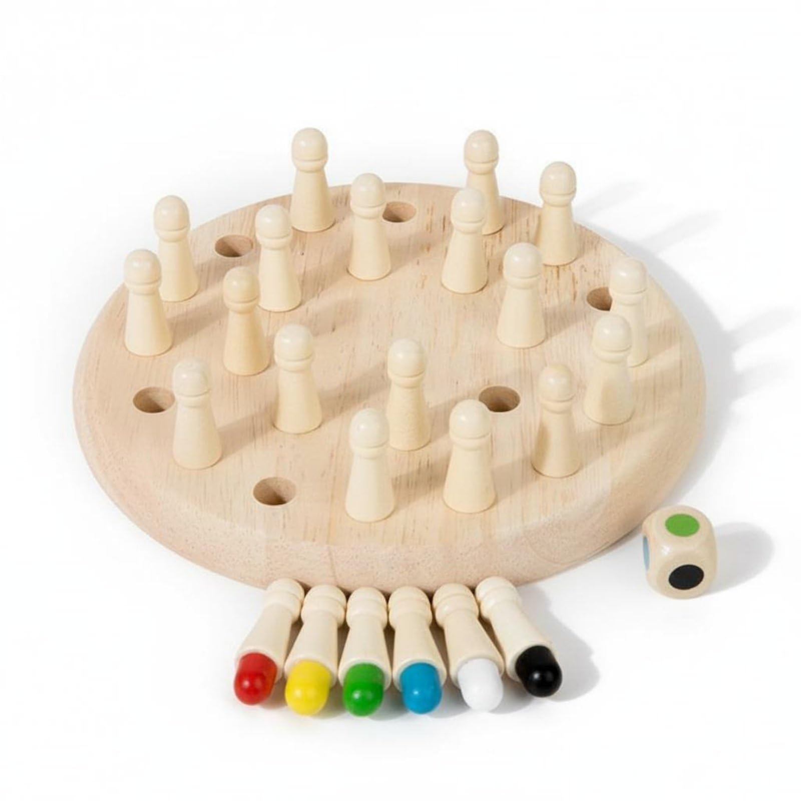 Parent-Child Interaction Wooden Memory Chess Family Fun Wooden Memory Chess Game Child-Centered Inspired Color Matching Board Game Polished Edges for Preschoolers-image-17