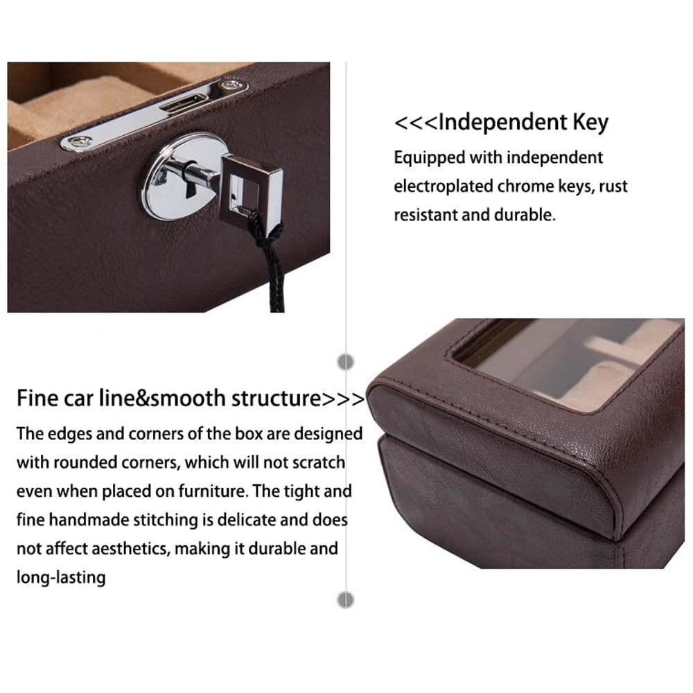 Caja de reloj para hombre, caja de reloj de 6 ranuras, organizador de relojes para hombre, caja de exhibición de relojes con tapa de cristal, 6 ranuras
