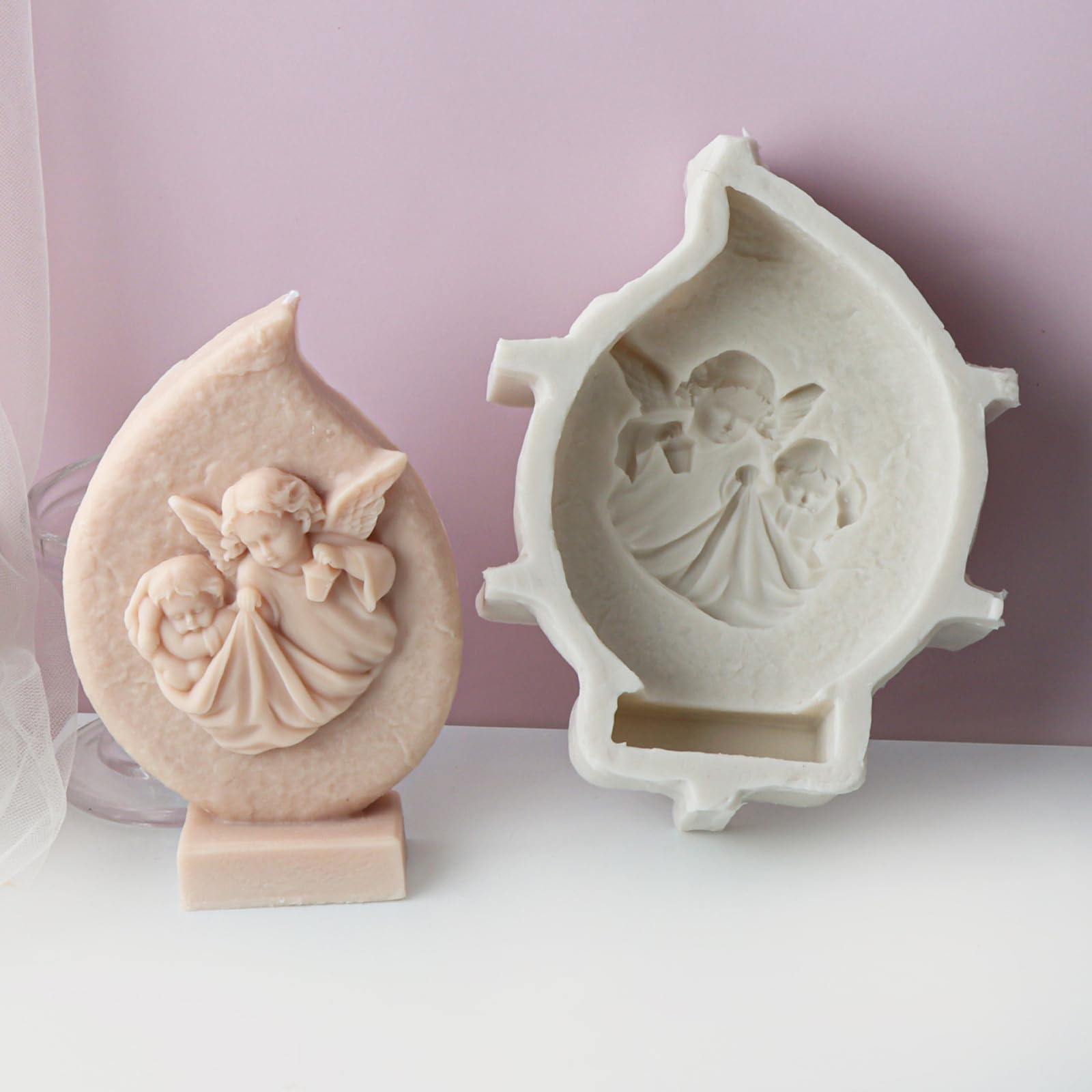 Stampi per candele in silicone a forma di statua religiosa per resina epossidica, decorazione domestica per candele, scultura religiosa in silicone