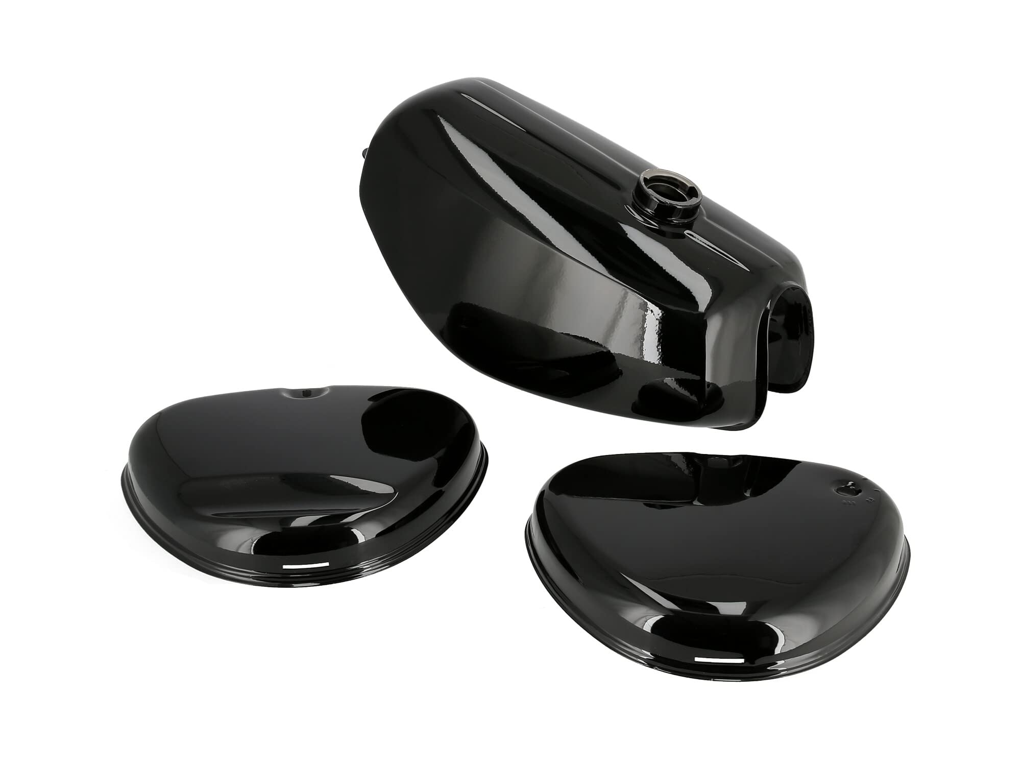 Set: Tank + Seitendeckel Enduro, Schwarz RAL 9005 - für Simson S51E, S70E