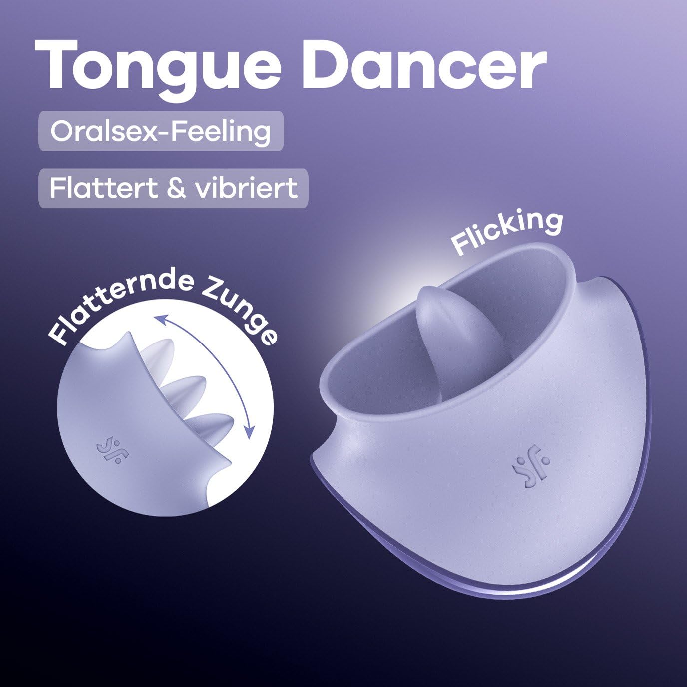 Satisfyer Tongue Dancer, vibratore clitoride con funzione lingua, 8 programmi di vibrazione e 8 modalità di perdita, silicone, impermeabile (IPX7), vibratore silenzioso, giocattolo stimolante per
