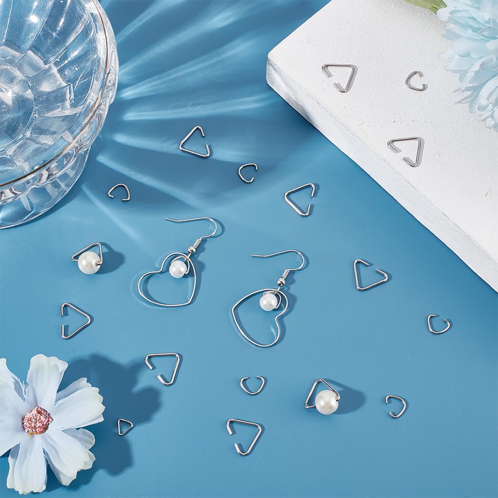 UNICRAFTALE 300Pcs 3 Styles 304 Stainless Steel Triangle Open Jumps Rings Pinch Bail Hang Drops Open Triangle Buckle Clasps Charm Bead Pendant Connector for Jewelry DIY Accessories