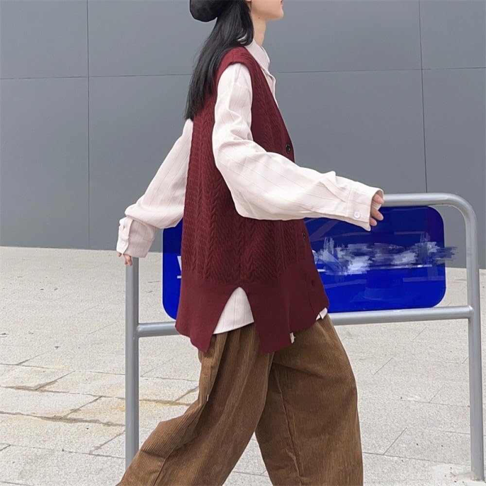 Gebreide Gilets Heren,Heren Gebreide Trui Vest Casual Bordeaux Fleece Rits Opstaande Kraag Winter Dikker Warm Mouwloos Breigoed Trui Gilet Mode Slank Vest Gebreide Tank, M