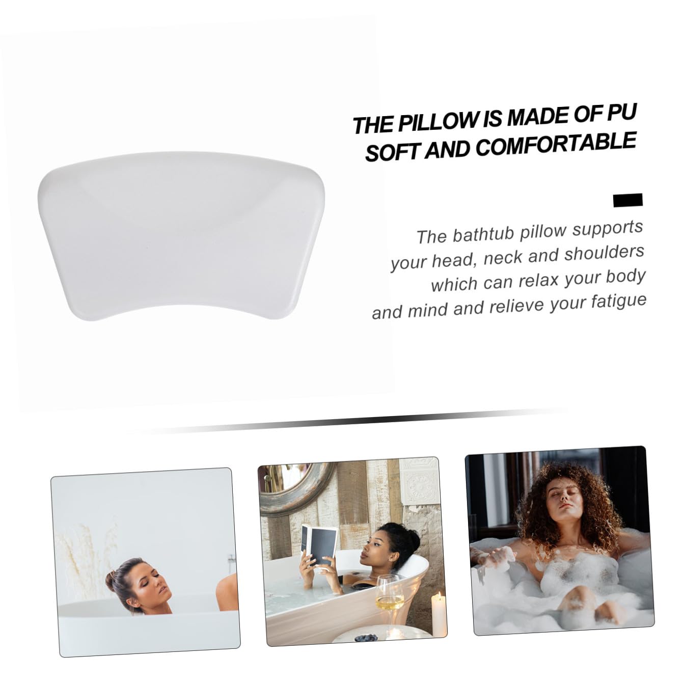 Healeved Cuscino da Bagno per Vasca da Bagno Supporto per Collo e Testa in Pu Morbido Antiscivolo Domestico Hotel e Spa Design Ventose per Sicurezza e Comfort