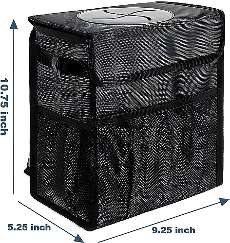 Image of sound-way Car Trash Can with Lid Anti-odors and Storage Pockets, Waterproof Garbage Can, Multipurpose Trash Bin for Car, 100% Leak-Proof Organizer