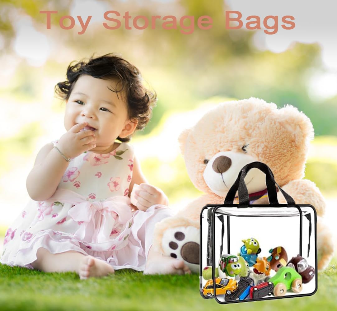 7 szt. toreb do przechowywania zabawek z uchwytem i zamkami błyskawicznymi, przezroczyste torby do przechowywania zabawek z PCW, 30 x 21,8 x 9,9 cm wodoodporny organizer do przechowywania