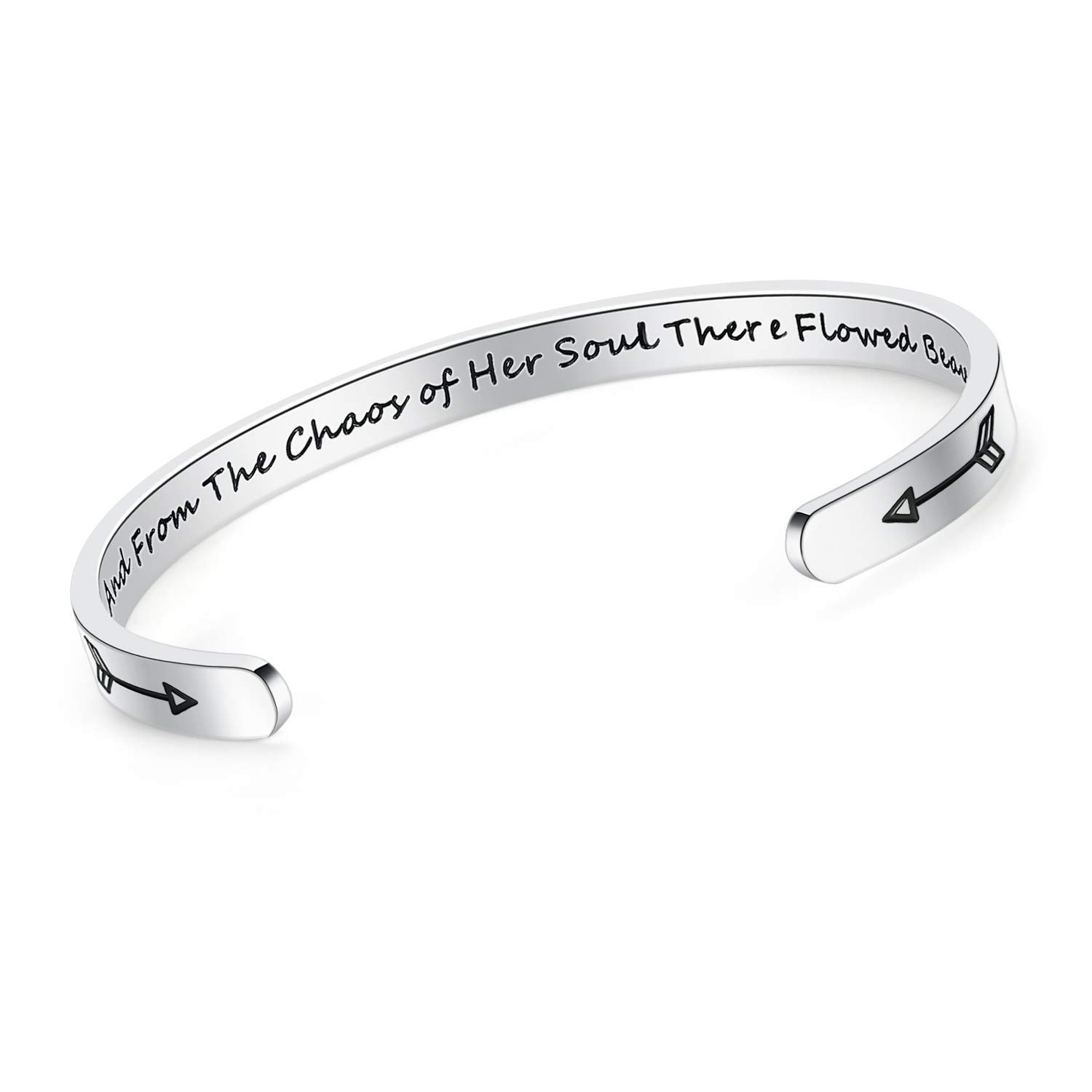 Bracelet Bangle Cuff for Women Inspirational Personalized Jewelry Mantra Quote Engraved Motivational Birthday Friend Encouragement Present for Her Teen Girls Men with Secret Message