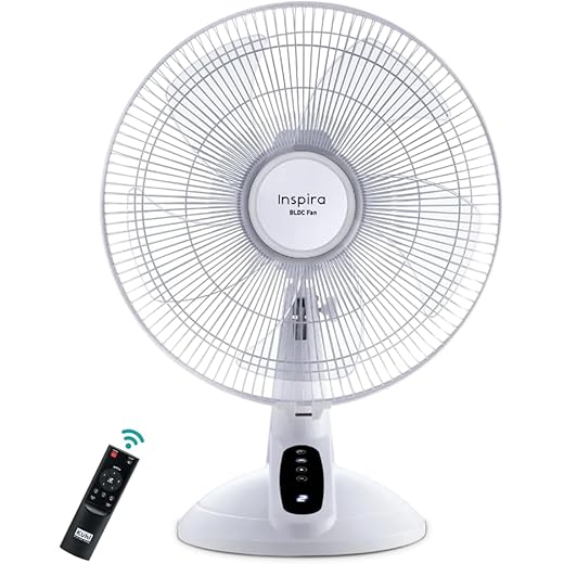 KUHL Inspira T1 400Mm Power Saving BLDC Table Fan With Remote | 28 W | Touch Screen Control Panel With Digital Display | Tilt Mechanism & Swivel Function | Table Fan| High Air Flow & Low Noise,White