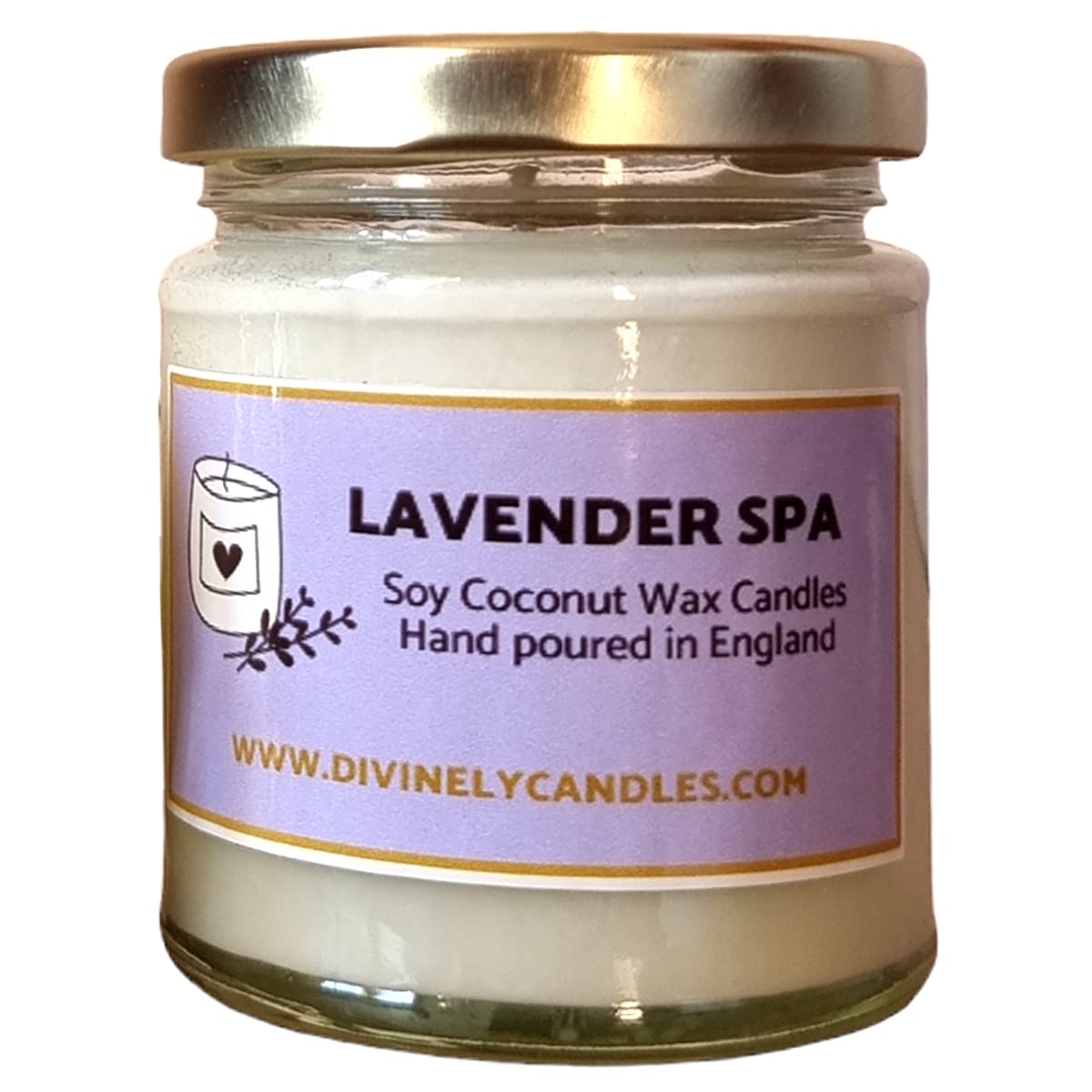 Divinely Candles® Lavender Spa Soy Coconut Wax Candle Eco Friendly 40 Hours Burning Candle Jar Hand-Poured Long Lasting Candle Jar Lavender Spa Scented Candle Jar Non-Toxic Long Burning Time Candle