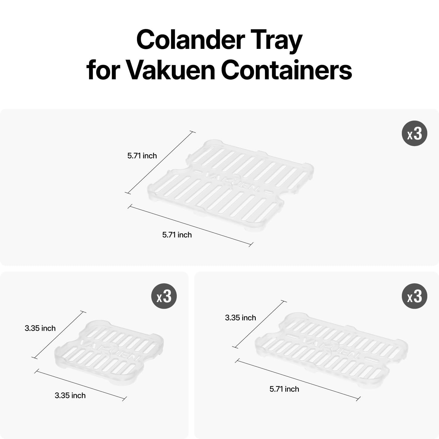 VAKUEN Colander Tray 9pc Set Storage containers, 3pc Shape, Plastic, BPA Free