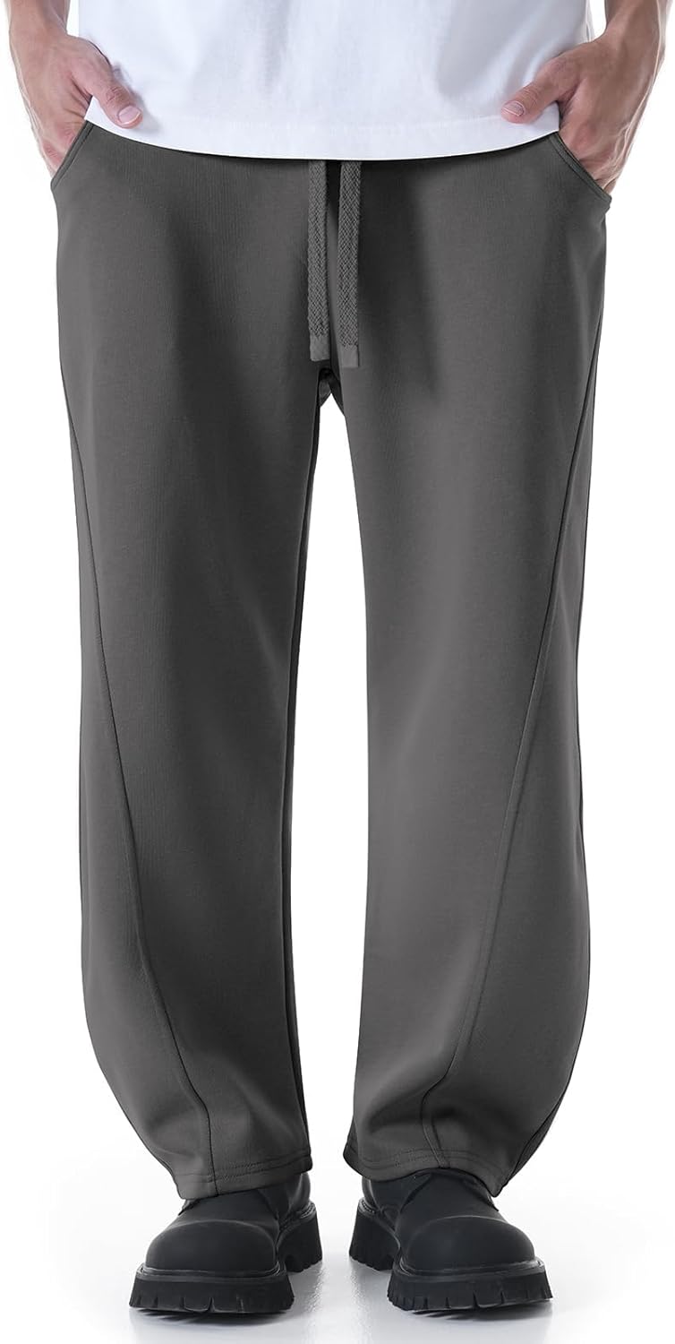 CANGHPGIN Mens Baggy Sweatpants Wide Leg Cotton Sweat Pants for Men Lounge Pant with Pockets
