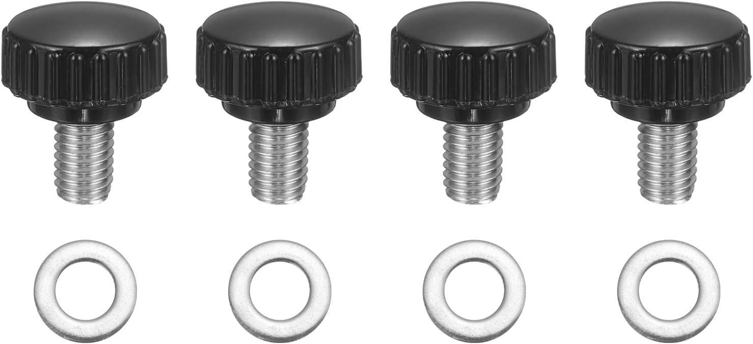 uxcell 4Pcs Knurled Clamping Knobs, M8 x 12mm Metric 304 Stainless Steel Male Thread Thumb Screws 22mm Width Knurled Handle Bolts Grip with Washers for Machine Umbrella Base Replacement