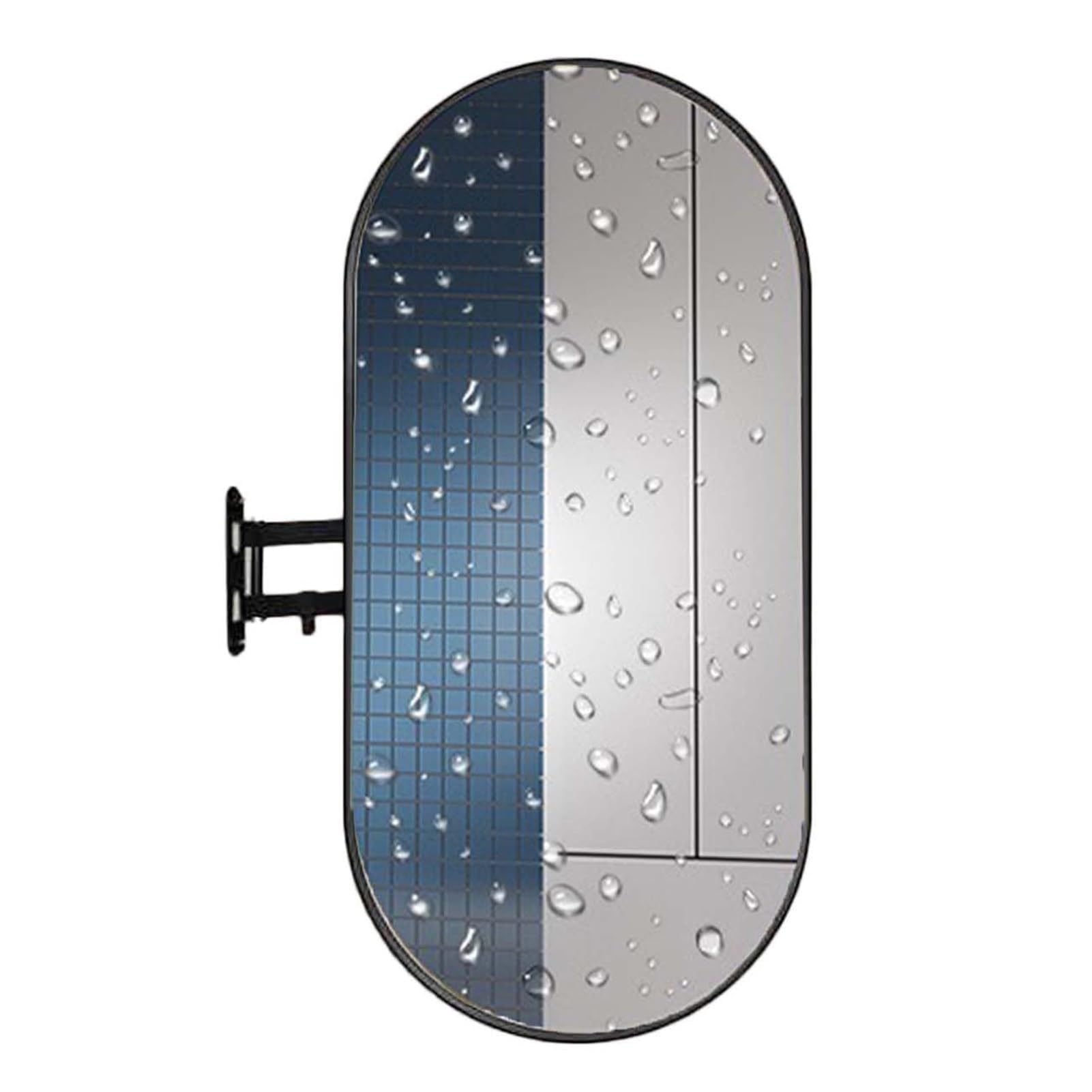 QICBYING 360° Rotation Miroir Ovale Salle De Bain, Wall Swivel Corner Mirror With Bracket, Wall Mounted Dressing Make-up Mirrors, HD, Explosion Proof, For Bathroom Vanit(Black,40L x 70W cm)