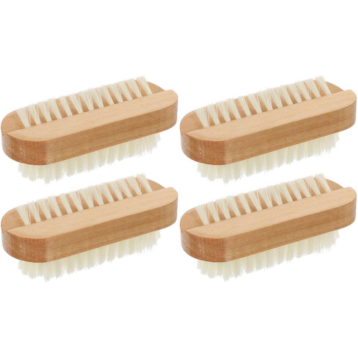TEHAUX 4pcs Fingernail Scrub Brush Lightweight Nail Cleaner with Lotus Wood and Pp Material for Home and Professional Use, Simple Stylish Design for Fingers and Soles