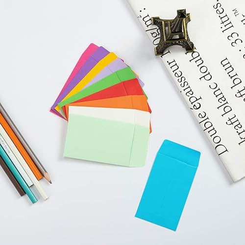 Miniatura 4 de 200 sobres coloridos para monedas pequeñas autoadhesivos mini piezas paquetes de almacenamiento para jardín oficina o regalo de boda 225 x 35