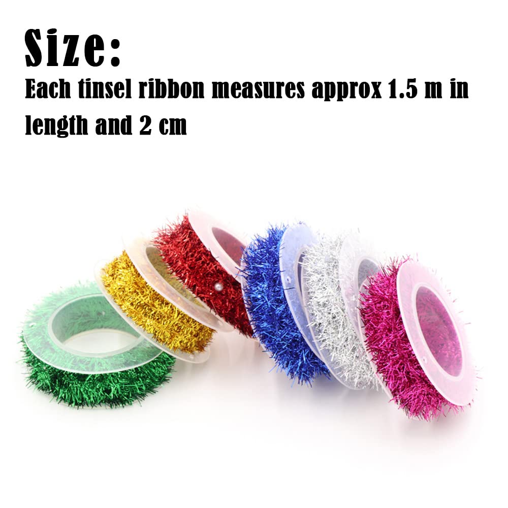 4 Rolls Christmas Tinsel Garland Christmas Tree Hanging Tinsel Decoration Shiny Garland Metallic Christmas Tree Garland Hanging Decorations for Holiday Present Wrapping Decoration DIY Craft Supplies - Image 4