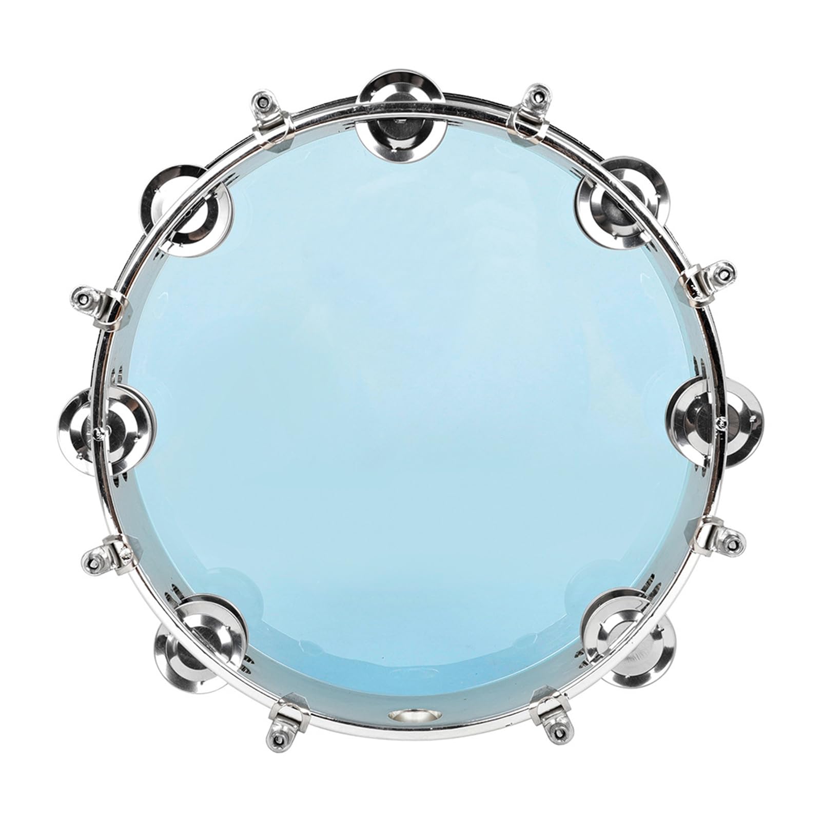 Tambourin musical rond à double rangée de 25,4 cm avec cloches en métal et poignée ergonomique