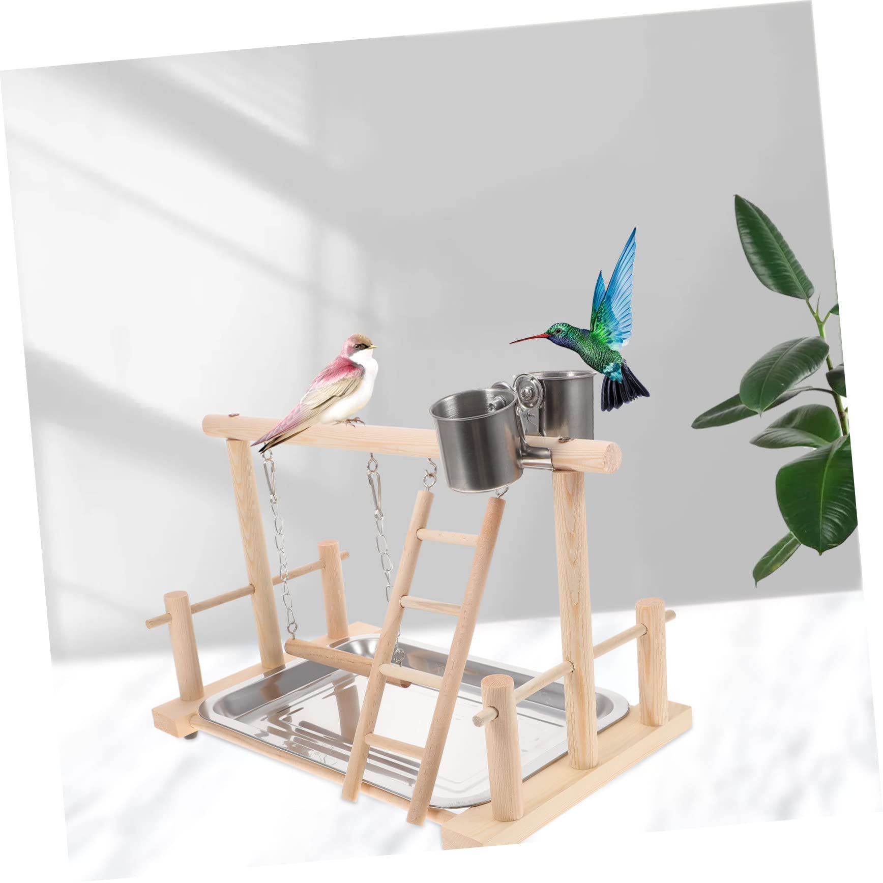 TOYANDONA Supporto Gioco per Pappagalli in Legno, Addestramento | Beige, per Uccelli Domestici, da Tavolo, Sicuro da Mordere, Struttura Singola