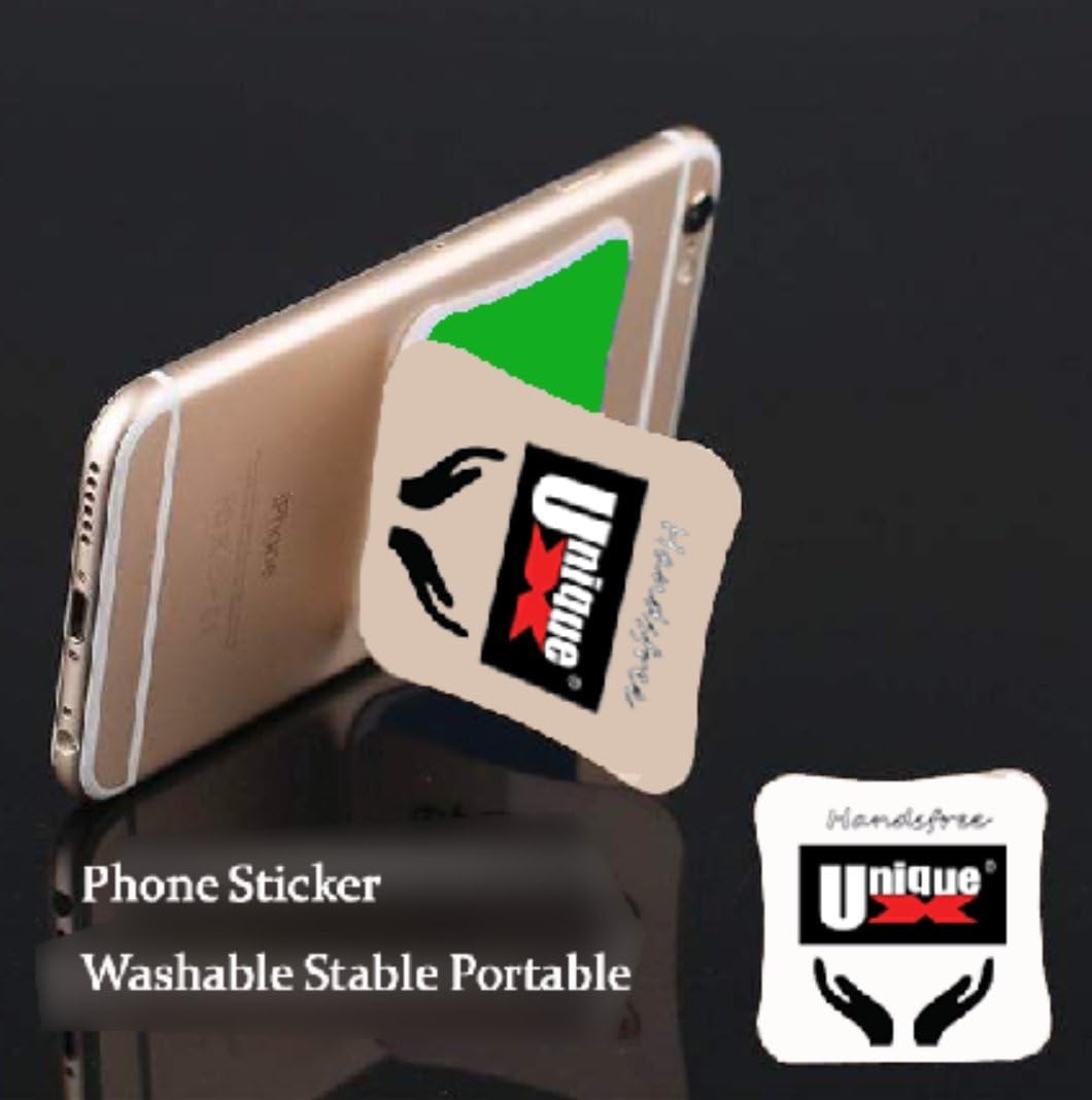 UniqueX Phone Sticker Back Easy Sticky Pad for Hold and Stand (White)