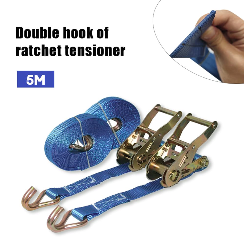 Cinghie a cricchetto 5M poliestere for auto camion carico cinghie di ancoraggio for bagagli confezione da 2(2x Sle Hook)
