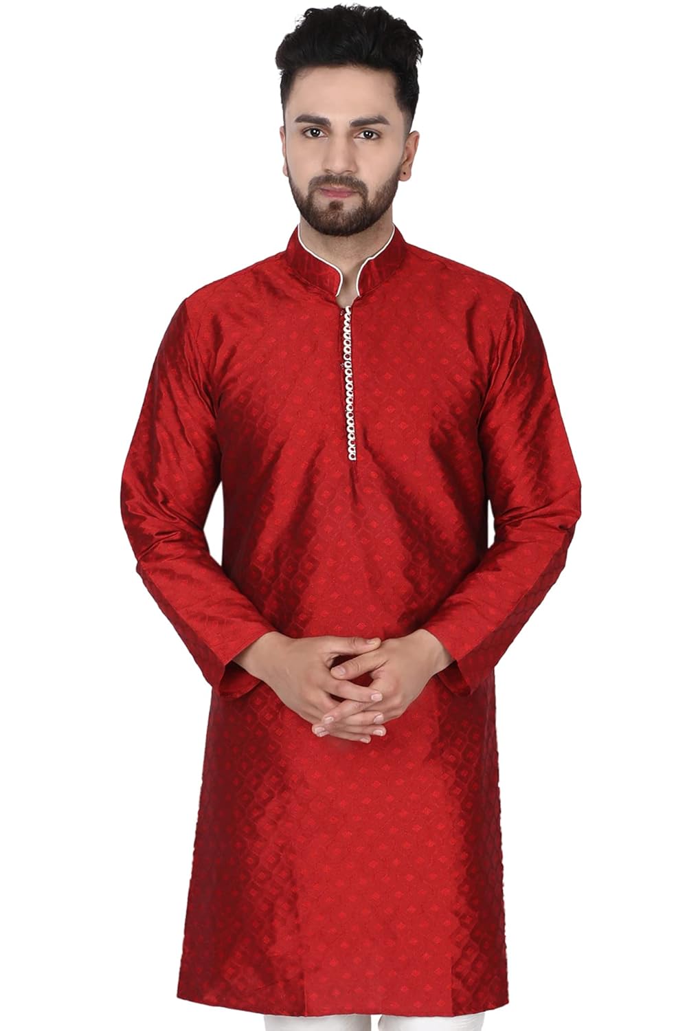 Amazon Brand – Anarva Kurta for Men Art Silk Embroidered Long Shirt (Red,X-Large) offers donot miss Amazon Brand – Anarva Kurta for Men Art Silk Embroidered Long Shirt (Red,X-Large) offers donot miss