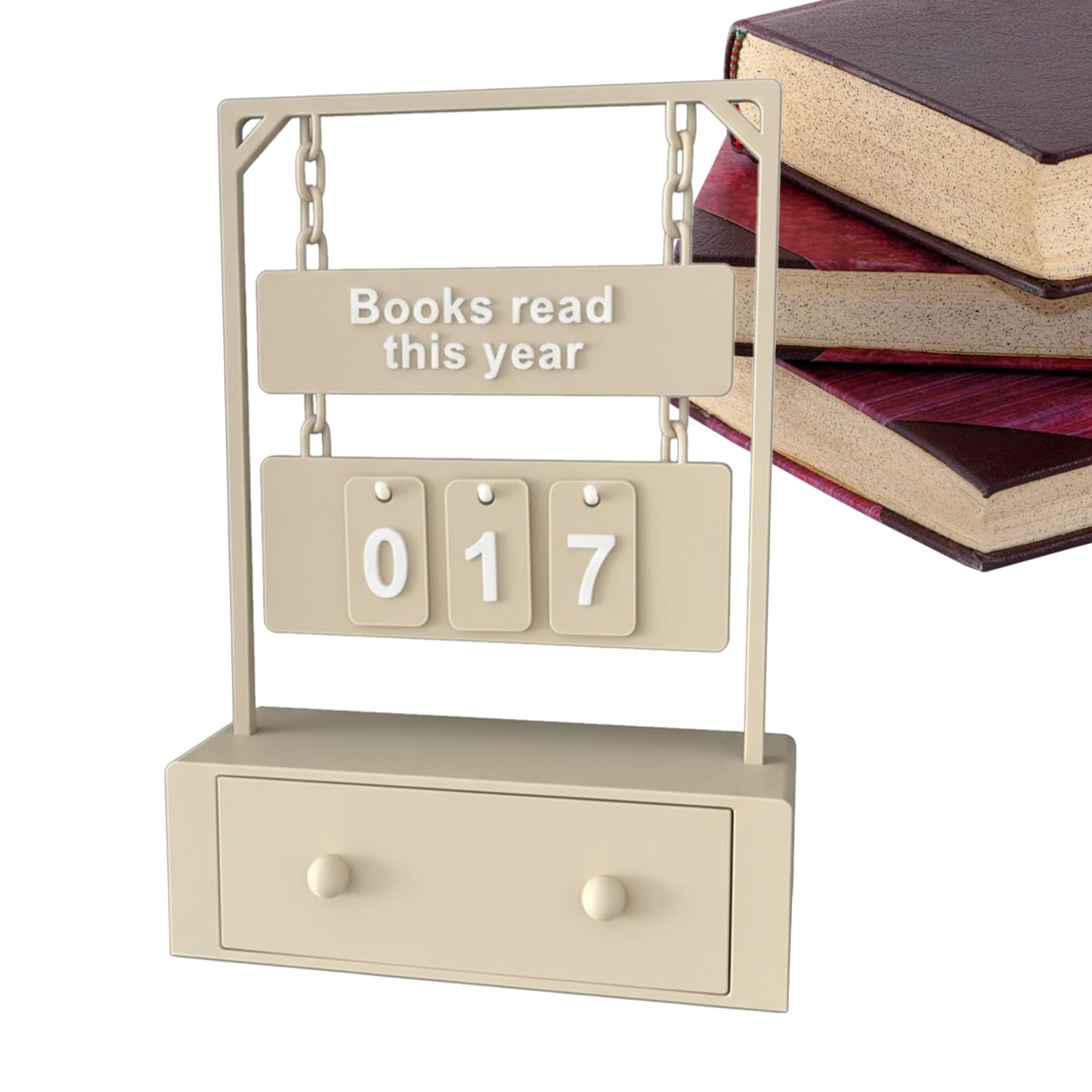 Books Read This Year Counter, Book Counter Sign For Reading Goal Display With Drawer, Up To 999, For Reader, Writers And Teacher, For Bookshelf, Library, School, Study Room And Classroom