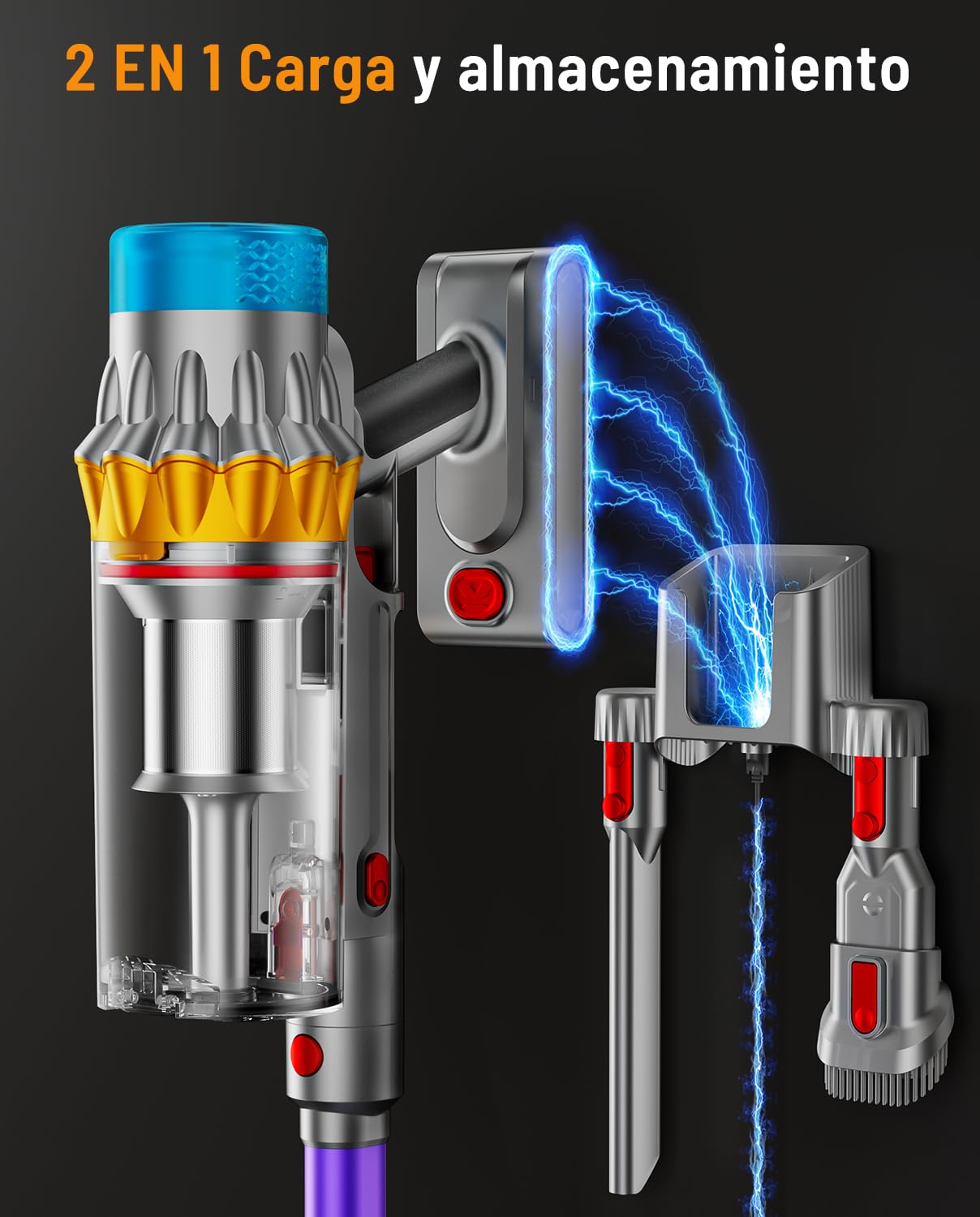 Aspiradora sin Cable 55KPA 650W 70Mins,Escoba Aspiradora sin Cable de 1,8 L, Aspiradora Vertical sin Antienredos/Pantalla LED/Autoportante, Adecuada Para Pelo Demascotas, Alfombras y Suelos de Madera — view 7