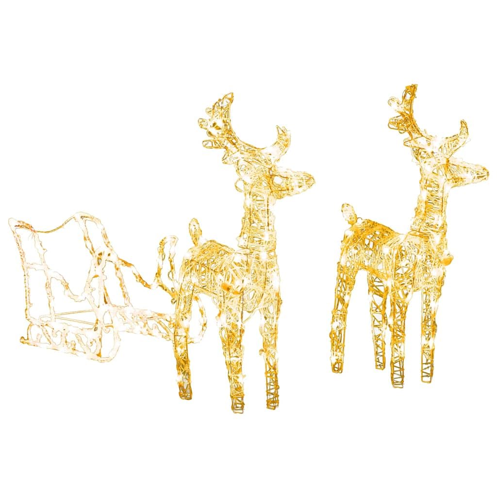 Decorazione natalizia renne con slitta a 160 LED in acrilico, 130 cm