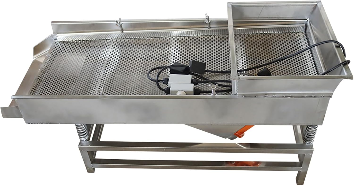 Stainless Steel Linear Vibrating Screen JG40-95 Electric Straight Vibrating Sieve Shaker with Single Layer 4mm Screen and Two Motors 110V