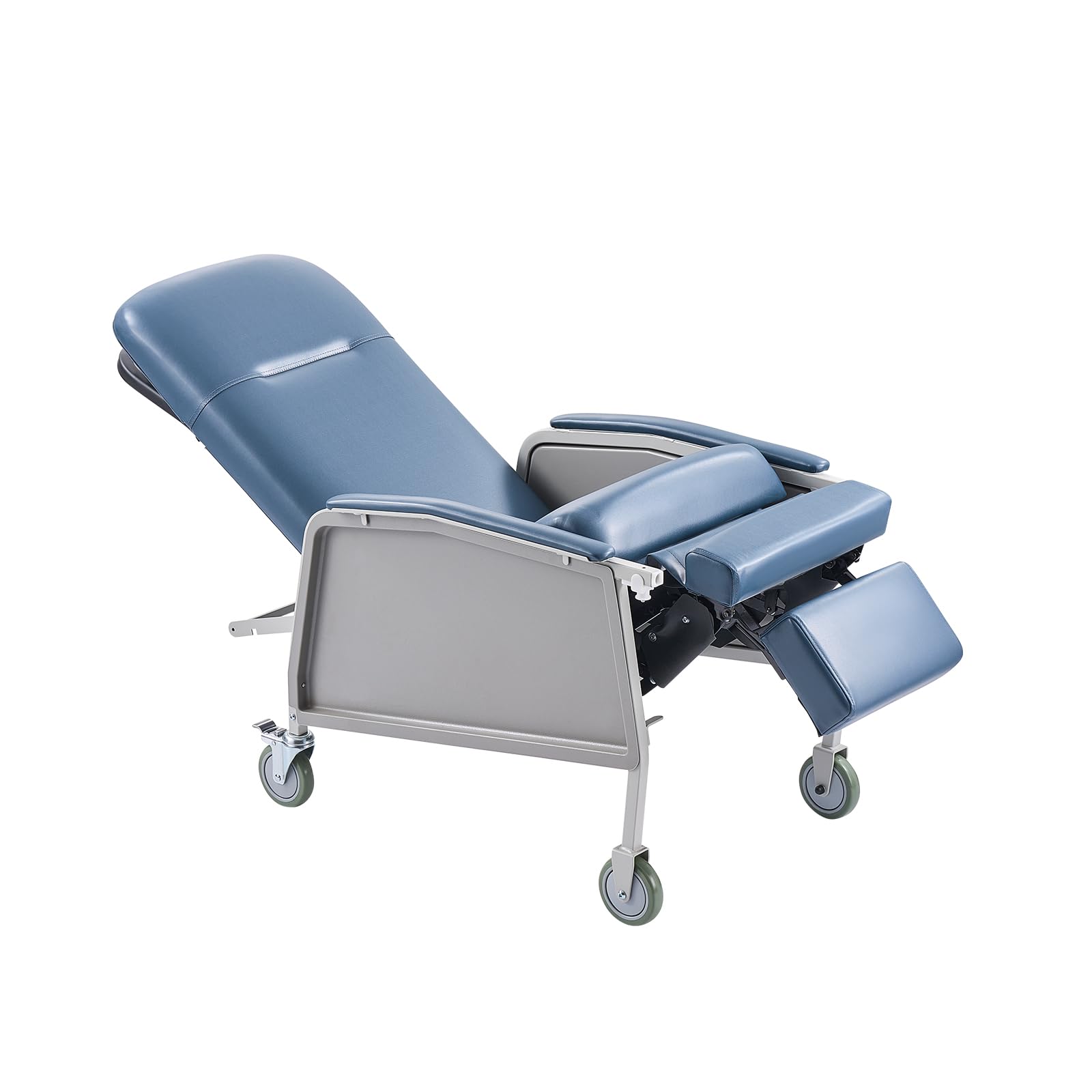 VEVOR Medizinischer Liegestuhl, mit 3 Liegepositionen, Geri-Stuhl mit 4 Rädern, weich gepolsterter Sitzfläche & abnehmbarem Tablett, ideal für Krankenhaus, Pflegeheim & häusliche Pflege