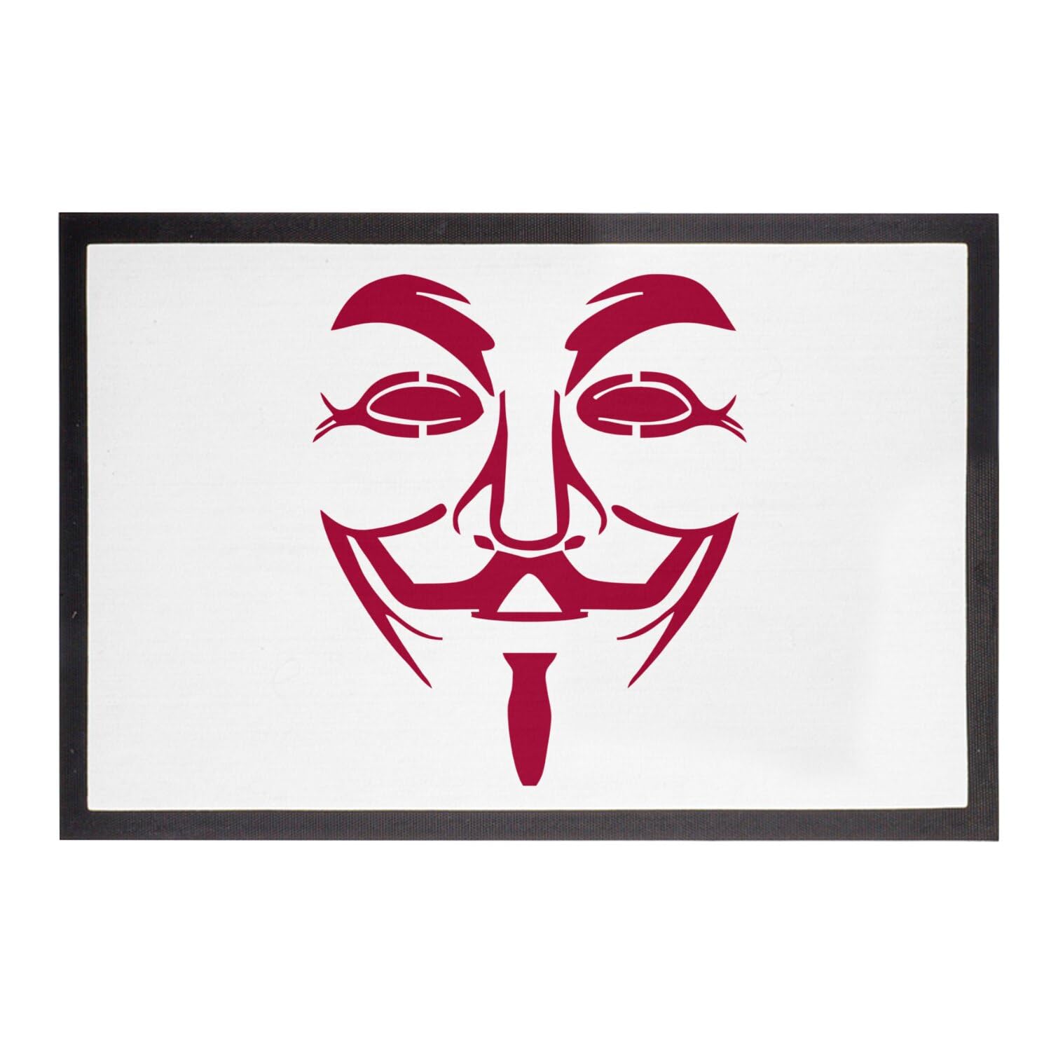 Paillasson visage anonymous rouge hacker 60x40 cm pour entrée tapis brossé