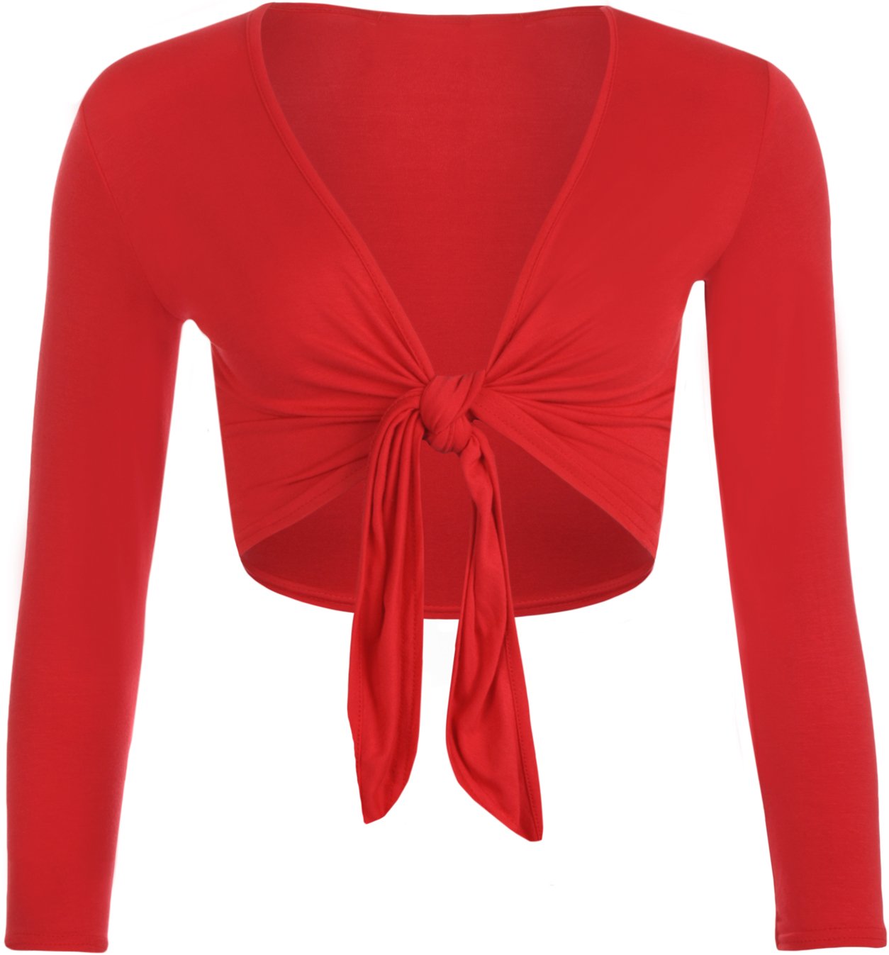 WearAll New Ladies Shrug Tie Up Long Sleeve Top Womens Red 16-18