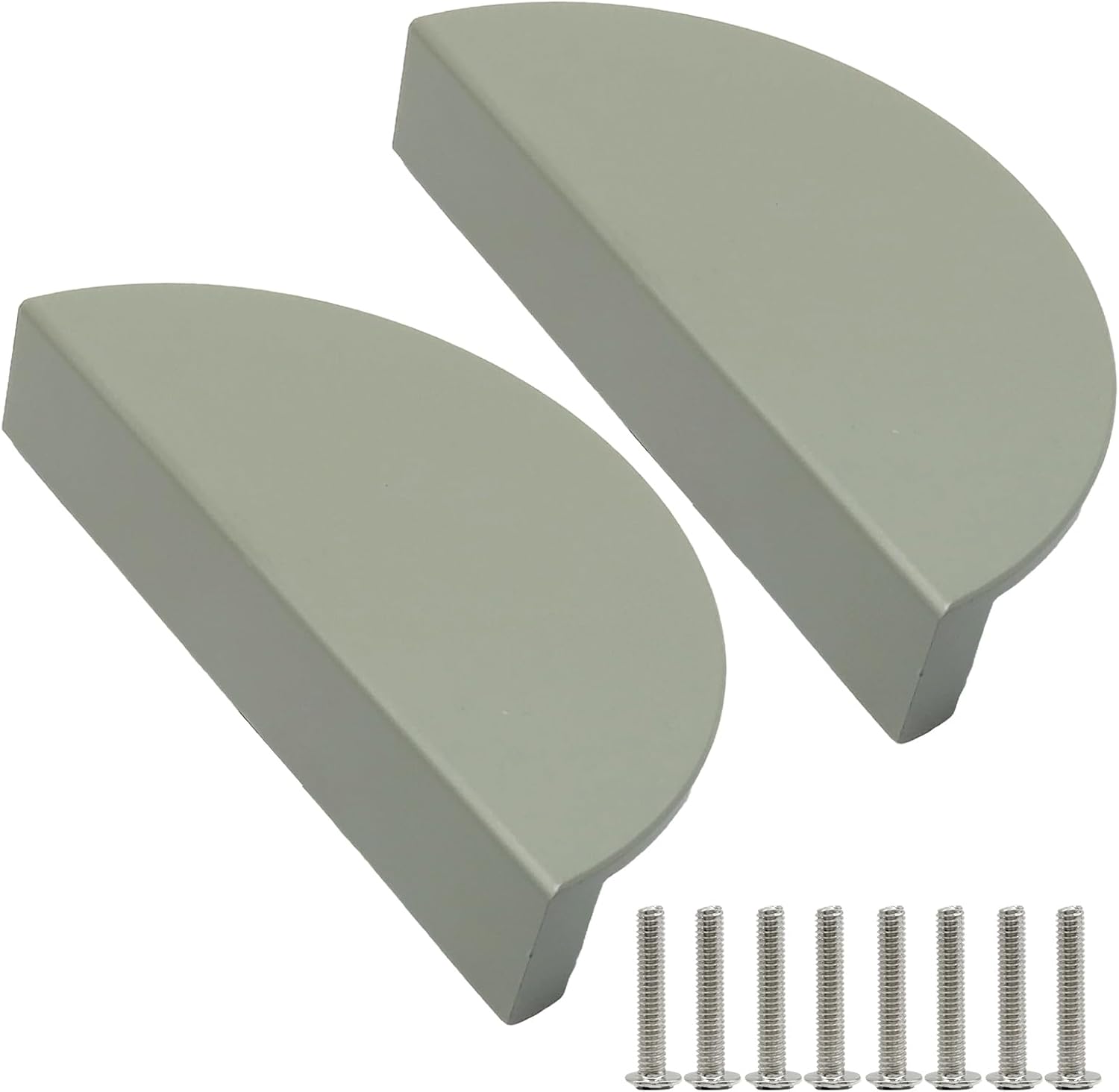 Hordion 4 Pack Half Moon Cabinet Pulls Handles, 2.5" Hole Center, Green | Semicircle Drawer Pulls, Solid Brass Closet Door Hardware with Screws for Kitchen Cabinets