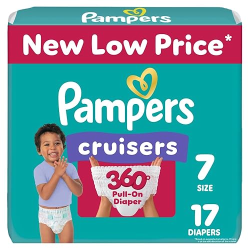 Pampers Diapers - Cruisers 360 - Size 7, 17 Count, Babyproof up to 100% Leakproof Pull-On Diaper (Packaging May Vary) - Size 7 - 17